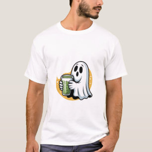 Spooky Ghost Drinking Matcha Halloween T-Shirt