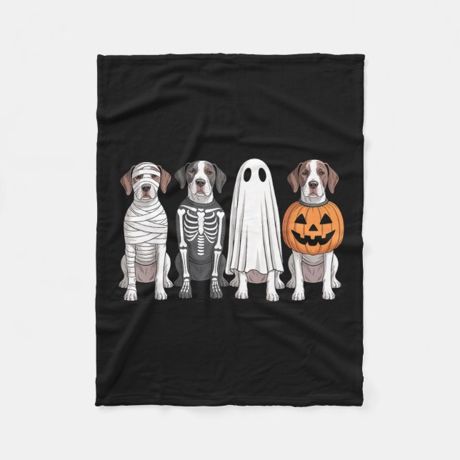 Spooky Ghost English Pointer Pumpkin Halloween Dog Fleece Blanket (Front)