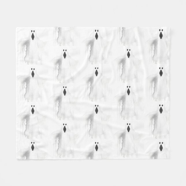 Spooky Ghost Fleece Blanket (Front (Horizontal))