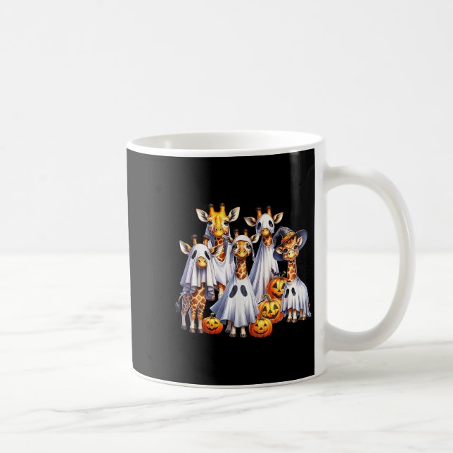 Spooky Ghost Giraffe Halloween Funny African Anima Coffee Mug (Right)