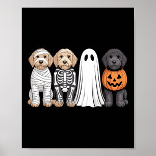 Spooky Ghost Goldendoodle Pumpkin Halloween Dog Poster