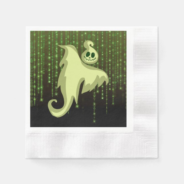 Spooky Ghost Green String Lights  Luncheon Napkins (Front)