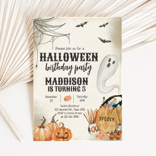 Spooky Ghost Halloween Birthday Party Invitation