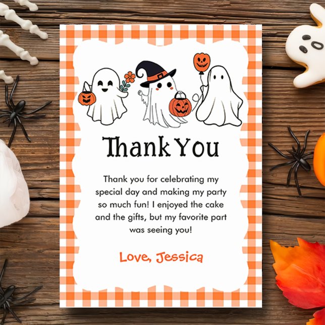 Spooky Ghost Halloween Birthday Thank you card (Creator Uploaded)