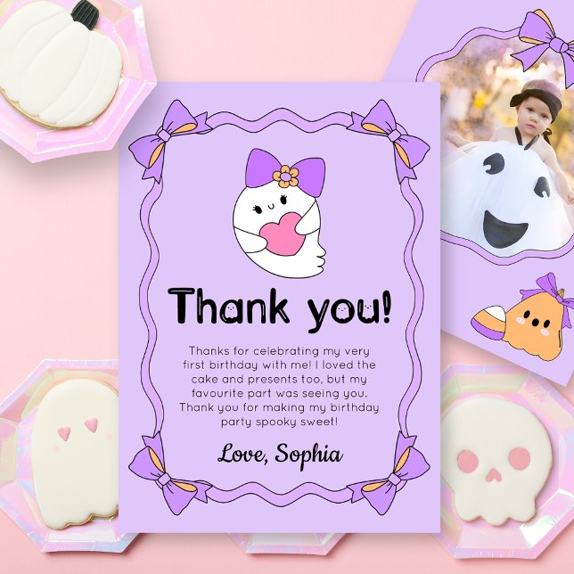 Spooky Ghost Halloween Birthday Thank You Card (Creator Uploaded)