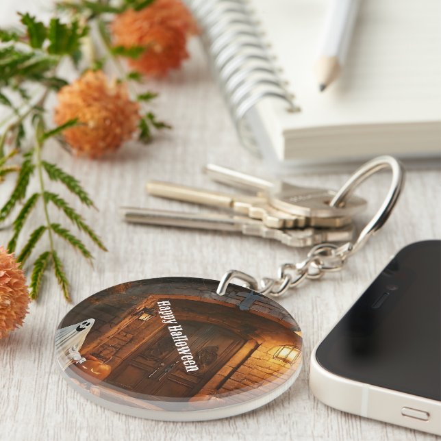 Spooky Ghost Halloween Collection Key Ring (Front Right)