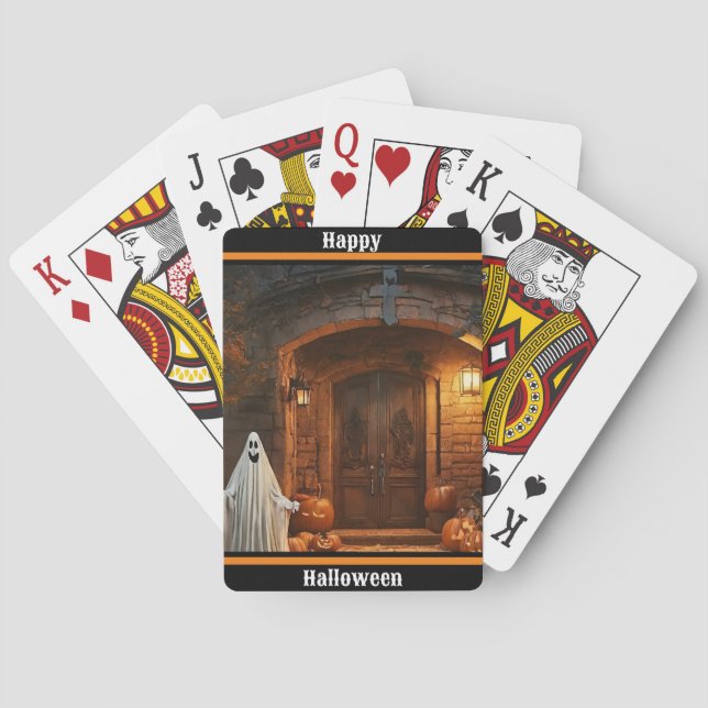 Spooky Ghost Halloween Collection Playing Cards (Back)