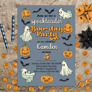 Spooky Ghost Halloween Fall Birthday Party Invitation