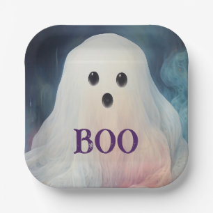 Spooky Ghost Halloween Paper Plate