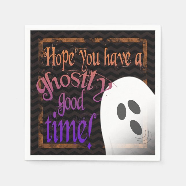 Spooky Ghost Halloween Party Napkins (Front)