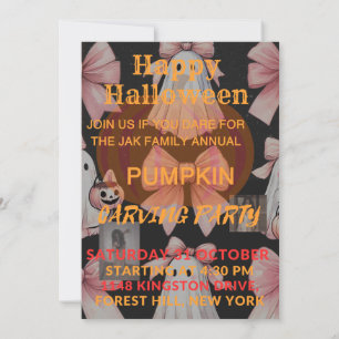 Spooky Ghost Halloween Pumpkin Carving Party Invit Invitation
