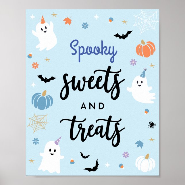 Spooky Ghost Halloween Spooky Sweets & Treats Sign (Front)