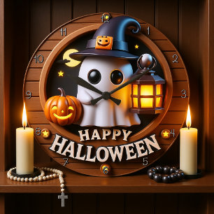Spooky Ghost Halloween Themed Large Clock