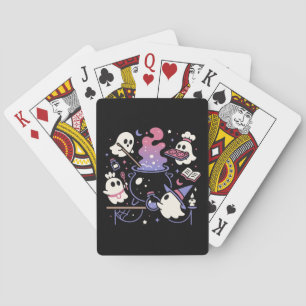 Spooky Ghost Halloween Witch Cauldron Playing Cards
