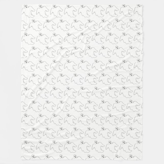 Spooky Ghost Happy Halloween Trick or Treat Print Fleece Blanket (Front)