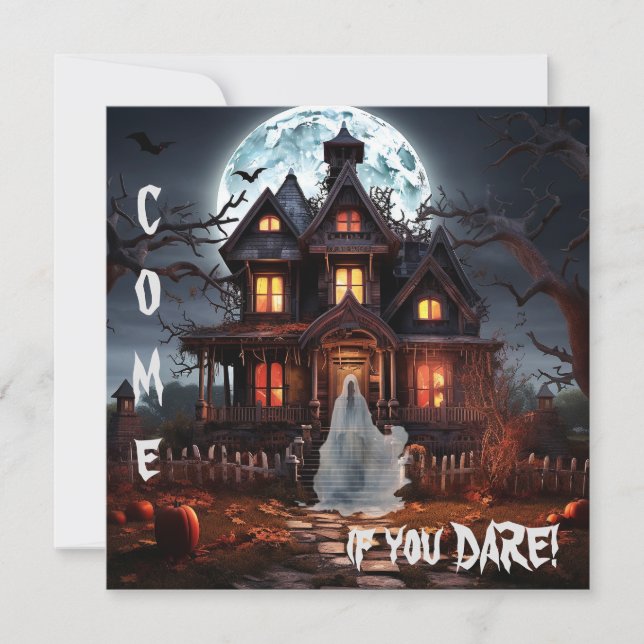 Spooky Ghost Haunted House Halloween Party Invitation (Front)