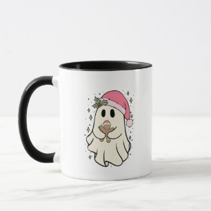 Spooky Ghost Holding a Gingerbread Christmas Mug