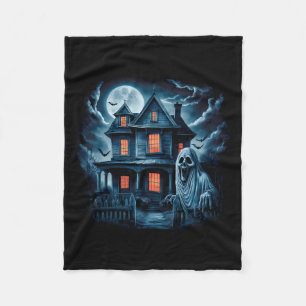 Spooky Ghost House Dark Horror Halloween Costume Fleece Blanket