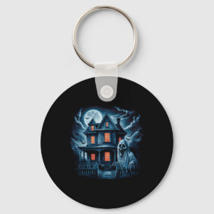 Spooky Ghost House Dark Horror Halloween Costume Key Ring
