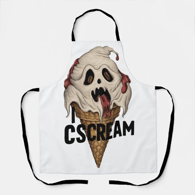 Spooky Ghost Ice Cream "I CSCREAM" Apron (Front)