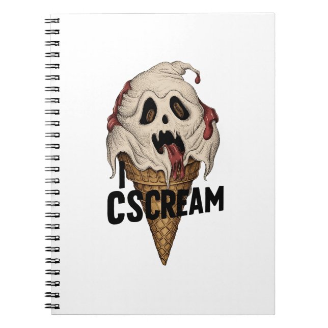 Spooky Ghost Ice Cream "I CSCREAM" Notebook (Front)