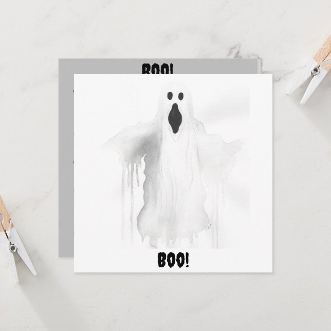 Spooky Ghost Invitation (Front/Back In Situ)