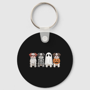 Spooky Ghost Japanese Chin Pumpkin Halloween Dog Key Ring