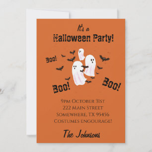 Spooky Ghost Kids Halloween Party Invitation