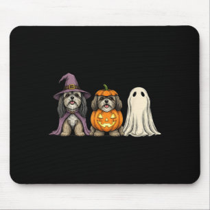 Spooky Ghost Lhasa Apso Pumpkin Halloween Dog Mouse Pad