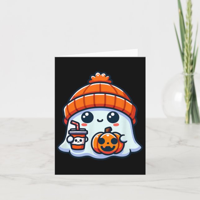 Spooky Ghost Mens Halloween  Card (Front)