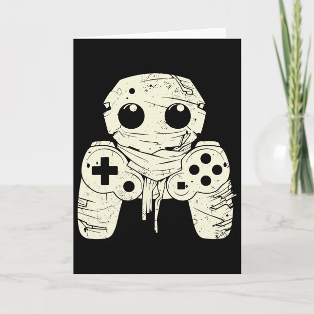 Spooky Ghost Mummy Gaming Controller Halloween Gam Card (Front)