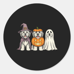 Spooky Ghost Old English Sheepdog Pumpkin Classic Round Sticker