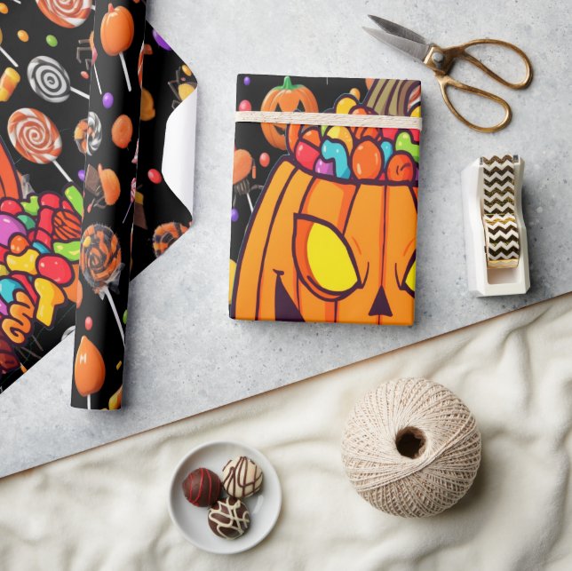 “Spooky Ghost Party Wrapping Paper Black (Crafts)