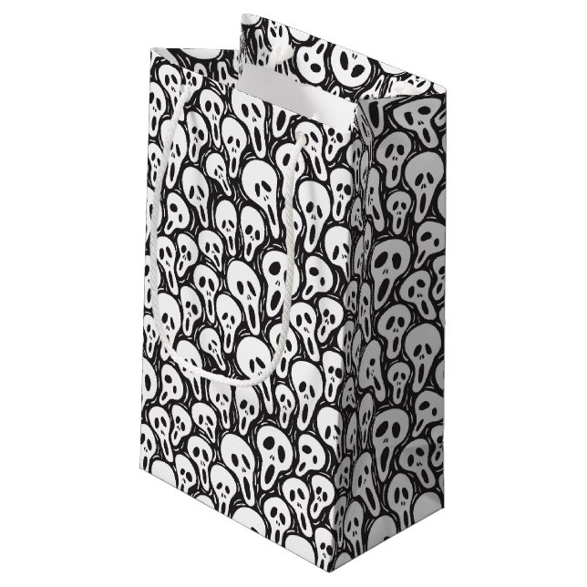 Spooky Ghost Pattern Small Gift Bag (Back Angled)