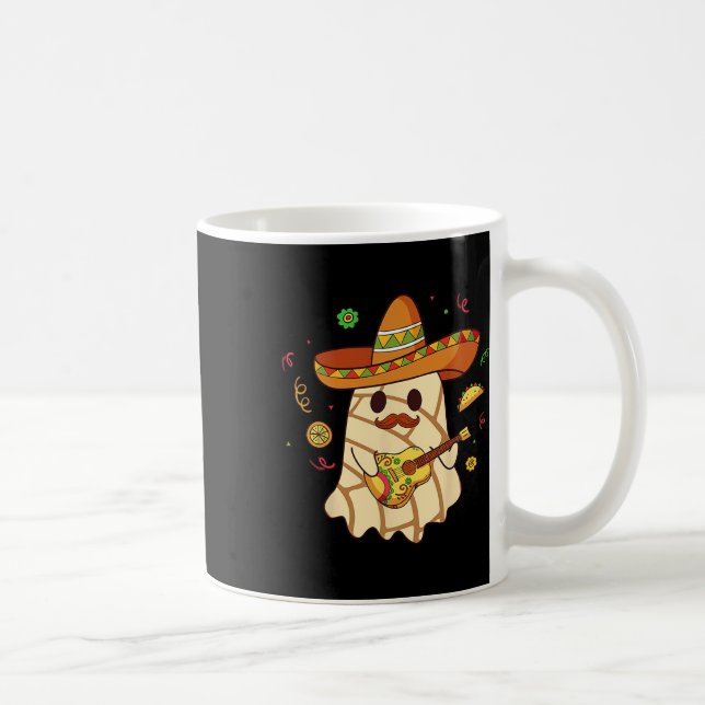 Spooky Ghost Play Guitar Conchas Pan Dulce Hallowe Coffee Mug (Right)