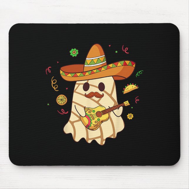 Spooky Ghost Play Guitar Conchas Pan Dulce Hallowe Mouse Pad (Front)