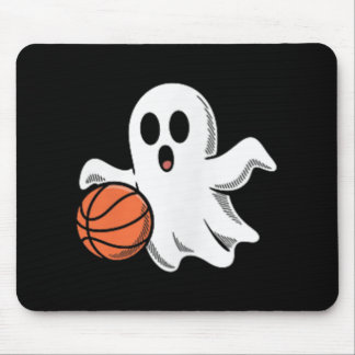 Spooky Ghost Playing Basketball Retro Halloween Co Mouse Pad