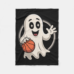 Spooky Ghost Playing Sketll Retro Halloween Costum Fleece Blanket