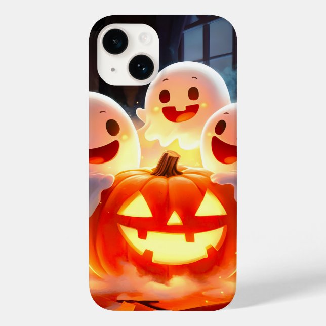 Spooky Ghost Pumpkin Party Glow Case-Mate iPhone Case (Back)