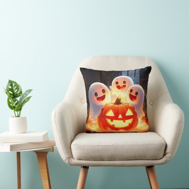 Spooky Ghost Pumpkin Party Glow Cushion (Chair)