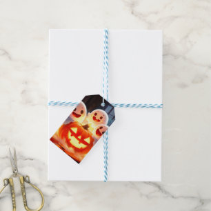 Spooky Ghost Pumpkin Party Glow Gift Tags
