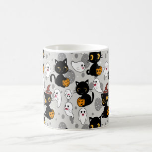 Spooky Ghost Pumpkin Paws Coffee Mug