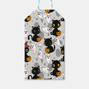 Spooky Ghost Pumpkin Paws Gift Tags
