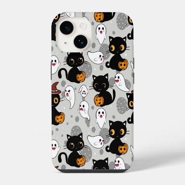 Spooky Ghost Pumpkin Paws iPhone Case (Back)