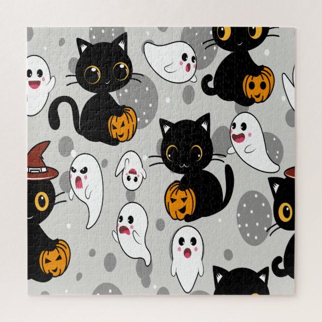 Spooky Ghost Pumpkin Paws Jigsaw Puzzle (Vertical)