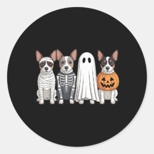 Spooky Ghost Rat Terrier Pumpkin Halloween Dog Classic Round Sticker