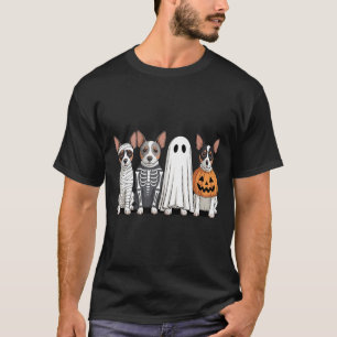 Spooky Ghost Rat Terrier Pumpkin Halloween Dog T-Shirt