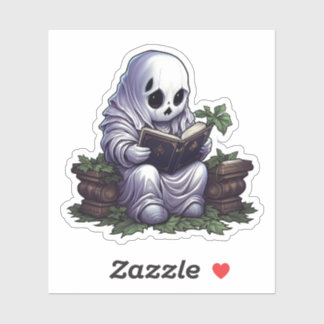 Spooky Ghost Reading A Book Funny Bookworm Reading