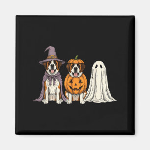 Spooky Ghost Saint Bernard Pumpkin Halloween Dog Magnet