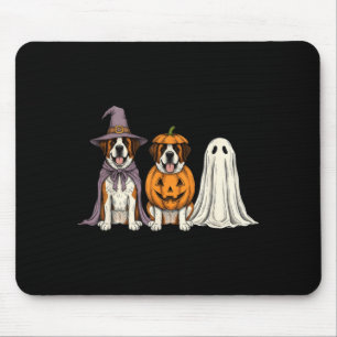 Spooky Ghost Saint Bernard Pumpkin Halloween Dog Mouse Pad